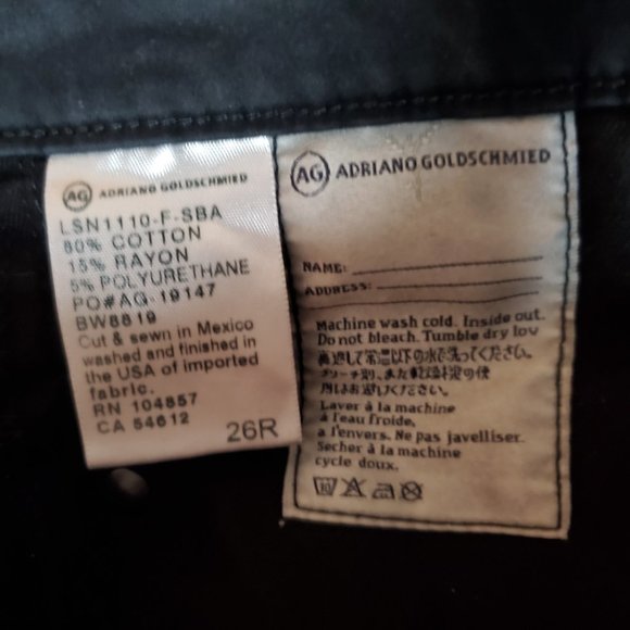 AG Adriano Goldschmied Stilt Cigarette 26R (Meas 28x30.5 7.5") Black Jeans A21 - Picture 8 of 8